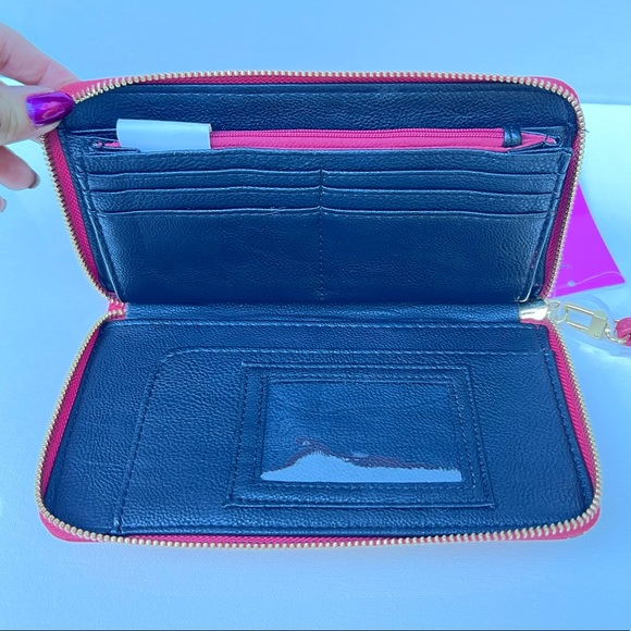 Betsey Johnson Zip Around Large Wristlet Red Logo - Picture 5 of 11